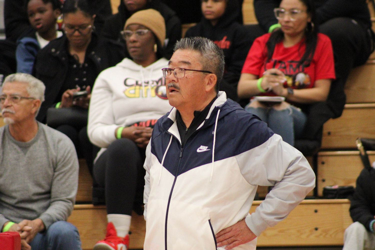 Rolling Hills Prep coach Harvey Kitani coaching during a game at the Preview State Classic.